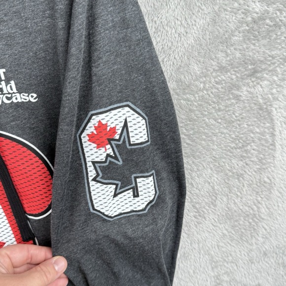 Disney Shirt Women XL Canada Mickey Epcot World Showcase Hockey Lace Up Neck L/S - Picture 6 of 9